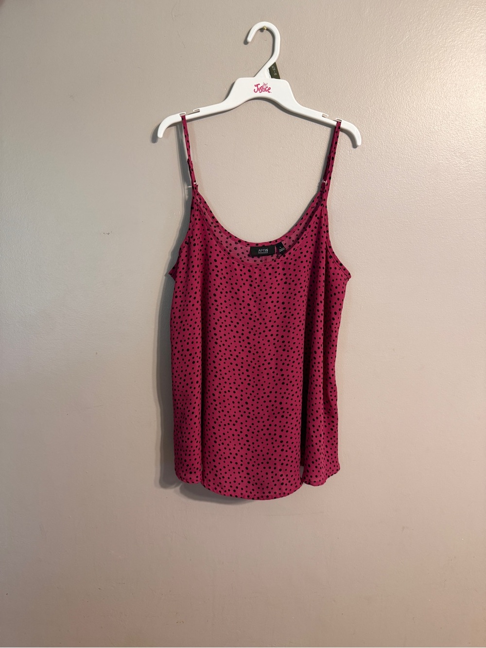 Apt. 9 Rose Pink with Black Dot Adjustable Strap Camisole